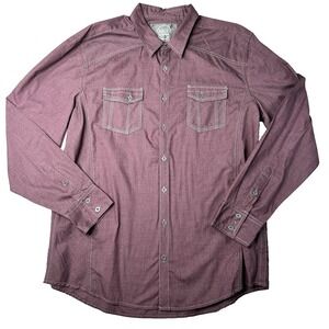 Mens BKE Athletic Fit Long Sleeve Button Up Shirt Maroon Red Size XL Modern